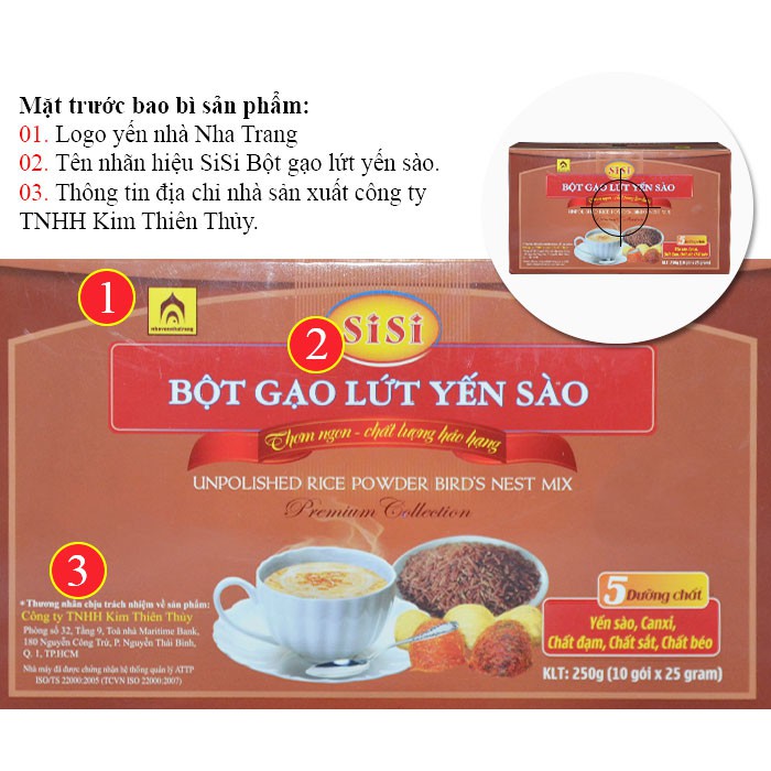 Bột gạo lứt yến sào SiSi Yến Sào Khánh Hòa hộp 250g Hộp 10 Gói Hàng Yến Sào Y083 | BigBuy360 - bigbuy360.vn