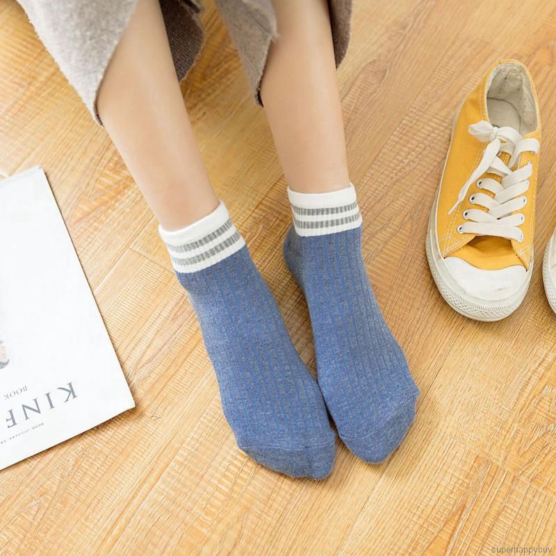 Women's Ankle Socks Korean Fashion Simple Short Striped Socks