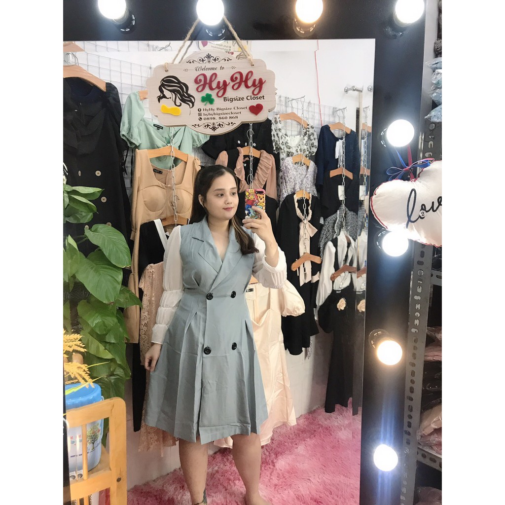 ĐẦM DÁNG SUÔNG CÀI NÚT PHỐI TAY VOAN HYHYBIGSIZE