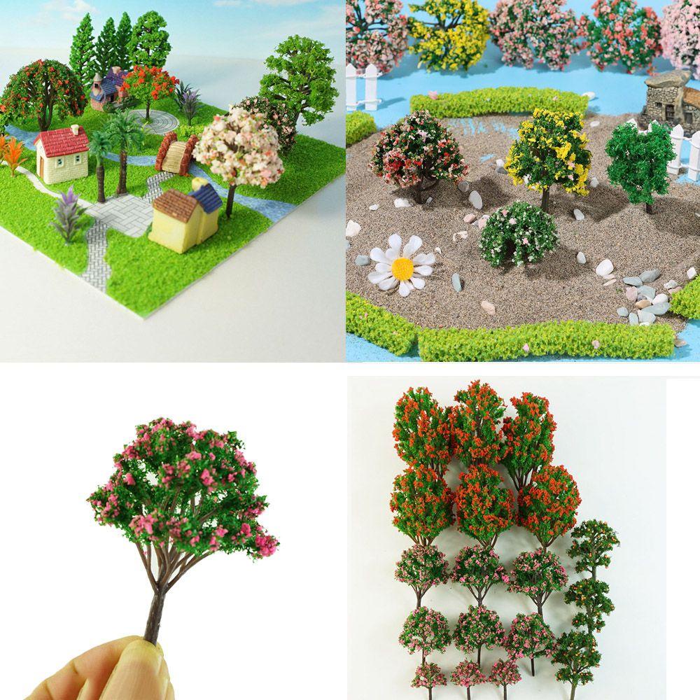WONDER 18PCS Fake Tree Proportion Micro Landscape Simulation Flower Tree Prop
