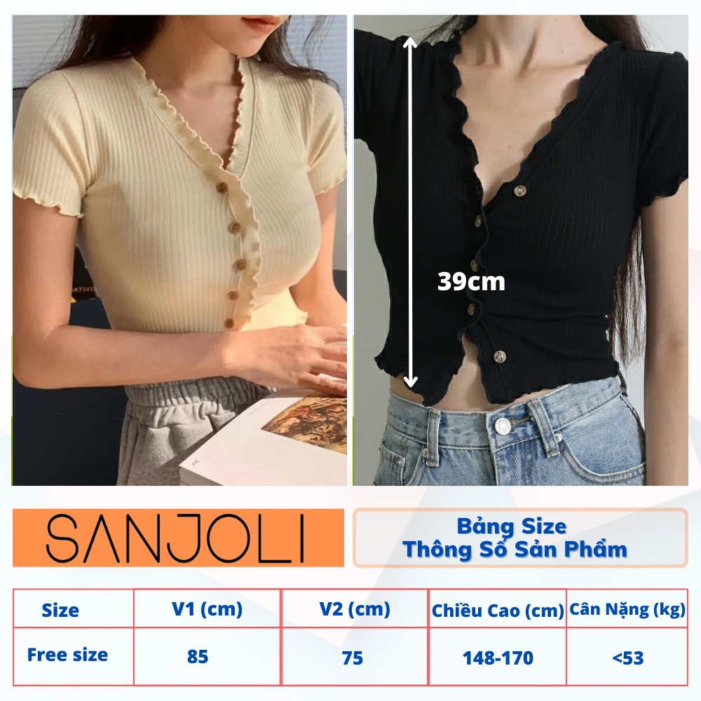 Áo Kiểu Croptop Nữ SANJOLI Áo Croptop tay ngắn Ôm body Ulzzang Bánh Bèo Hàn Quốc AO037