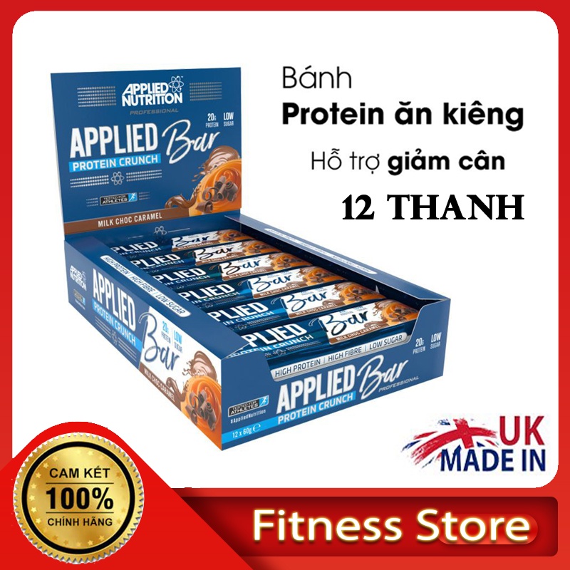 Hộp Protein Bar - Applied Nutrition Bar 12 cái- Ăn Kiêng, Ăn Vặt, Bổ Sung Đạm, Ít Calo Ít Đường Bữa Phụ Dinh Dưỡng 0 Béo