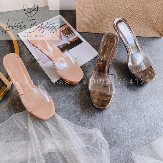 GUỐC NỮ LOVIIEBASICS ĐẾ ĐÚP - GUỐC CAO GÓT TRONG SUỐT 12 PHÂN QUAI TRONG D191279