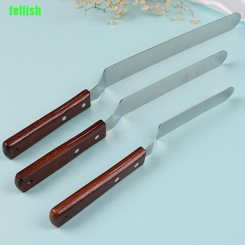 [FEL] Wooden Handle Stainless Steel Butter Cream Cake Spatula Smoother Icing Spreader Do