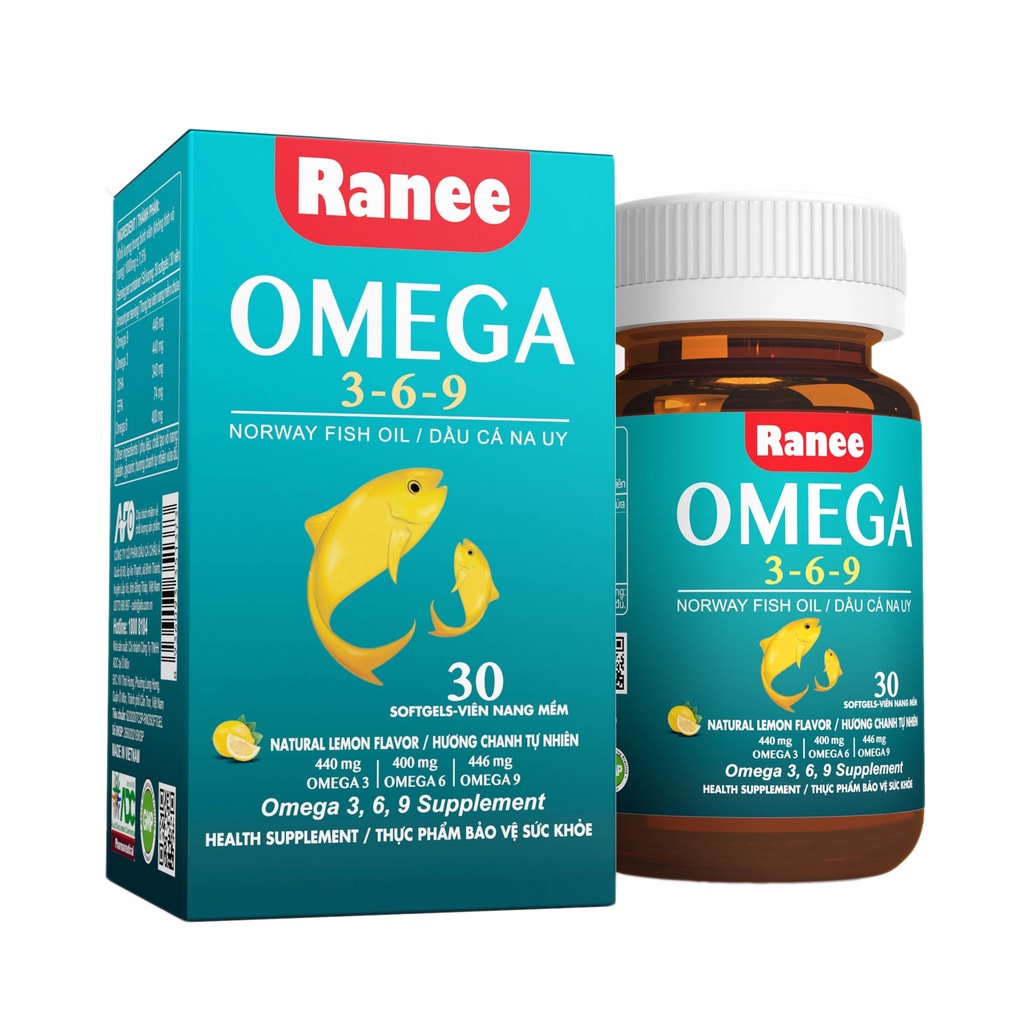 Combo 2 hộp Viên Nang Ranee Omega 3-6-9 (1 hộp 30 viên) - Khỏe tim, sáng mắt