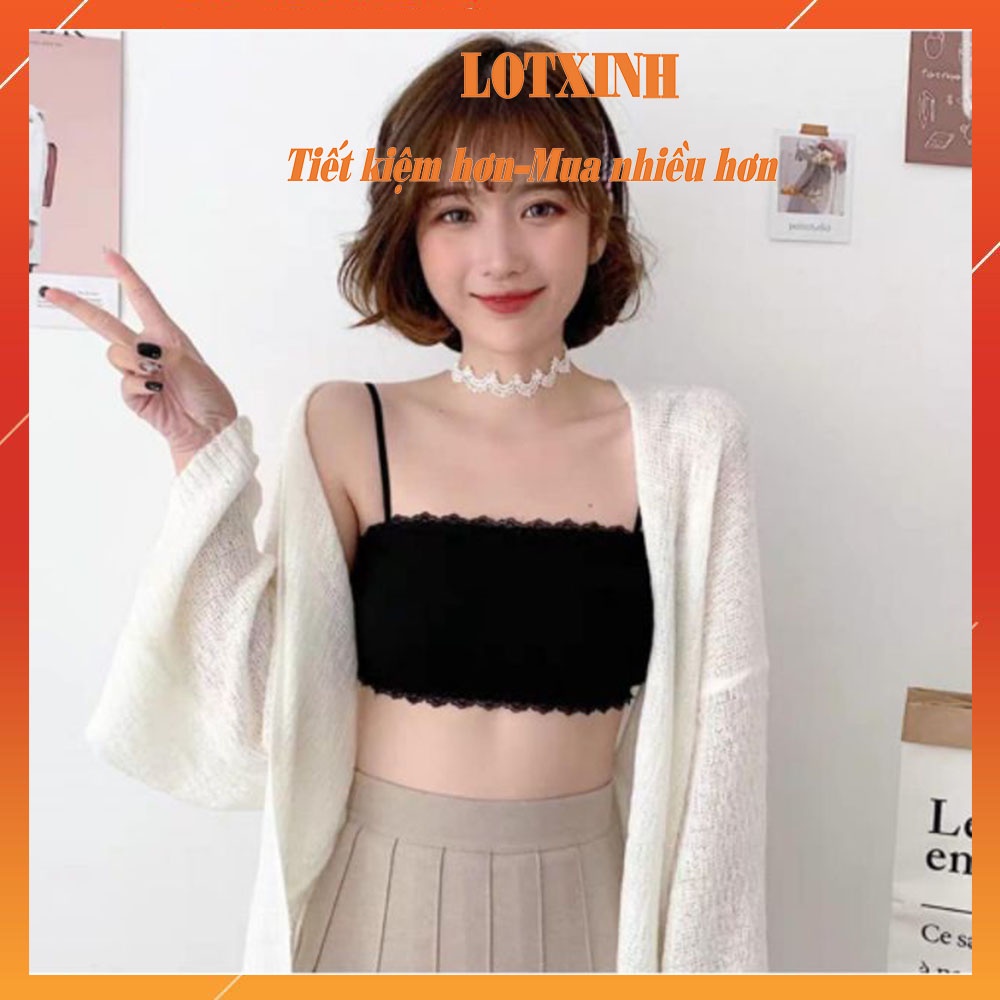 Áo lót nữ áo Bra len tăm có đệm mút hai dây mềm mại cao cấp freesize 37-65kg AOLOT07