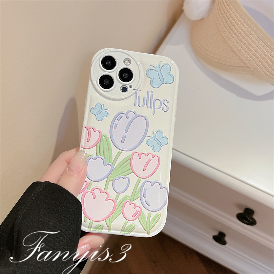 Ốp Điện Thoại Mềm In Hình Hoa Tulip Cho iPhone 14 13 12 11 Pro Max X XR Xs Max 8 7 6 6s Plus SE 2020