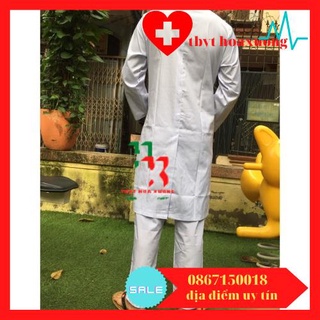 Bộ quần áo blouse bác sĩ nam dài tay dáng dài