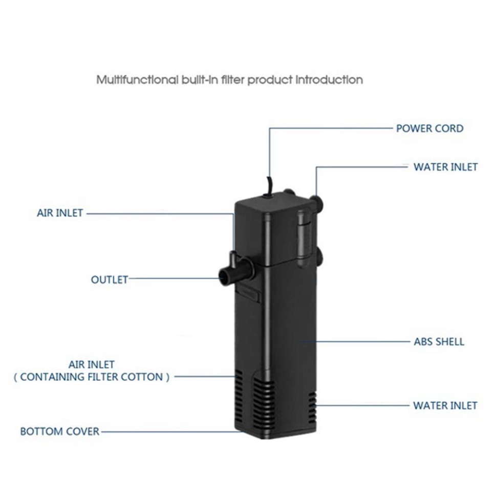 Bơm lọc bể cá mini 3 trong 1 công suất 5W,7W chất liệu nhựa ABS không gây tiếng ồn với máy bơm bọt biển