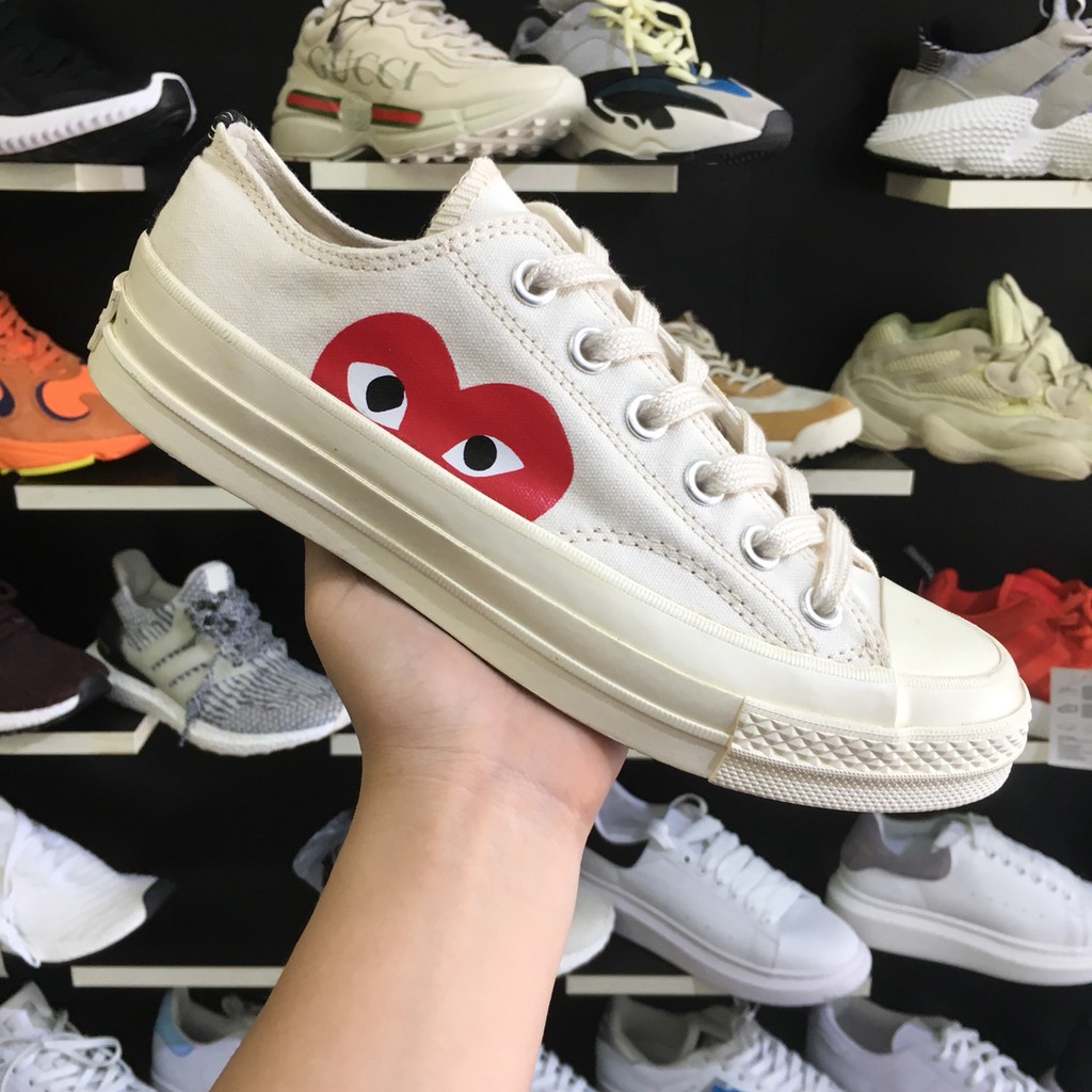 Giày thể thao,Giày sneaker.Giày 𝐜𝐨𝐧𝐯𝐞𝐫𝐬𝐞 trắng tim thấp