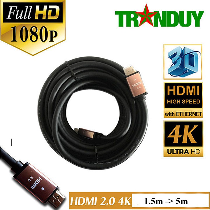 Cáp HDMI 2.0, 4K Dây Tròn 1.5m đến 5m