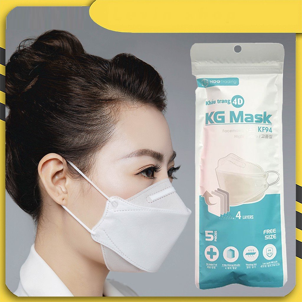 Khẩu trang 4D KF94 cao cấp, không đổ lông gây ngứa mũi màu trắng  - Nhà thuốc Amipharma