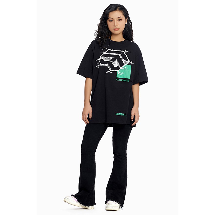 5THEWAY /earthquake/ New Tee in Black Aka Áo Thun Tay Ngắn Đen