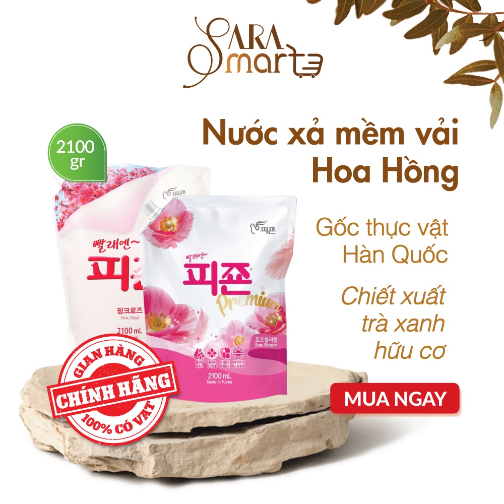 Nước Xả Vải Hương Hoa Hồng PIGEON Hàn Quốc Khử Mùi, Chống Nấm Mốc - Túi 2.1 Lít