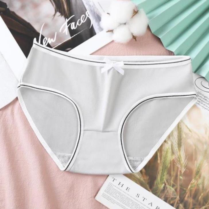 [Giá sỉ] Quần lót nữ cotton viền kẻ cài nơ dễ thương QL03 **