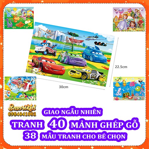 Tranh Xếp Hình 40 Mảnh Khung Bảng Gỗ Cho Bé Trai Bé Gái 1-10 Tuổi