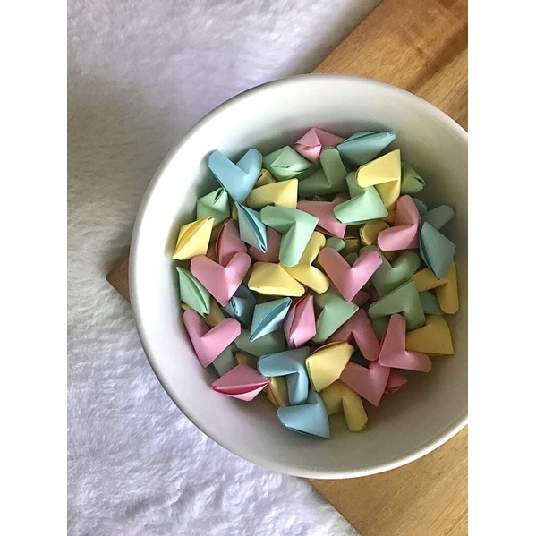 100 Trái Tim Giấy Gấp Sẵn Mix Màu Làm Quà Tặng Handmade Trang Trí Xinh Xắn