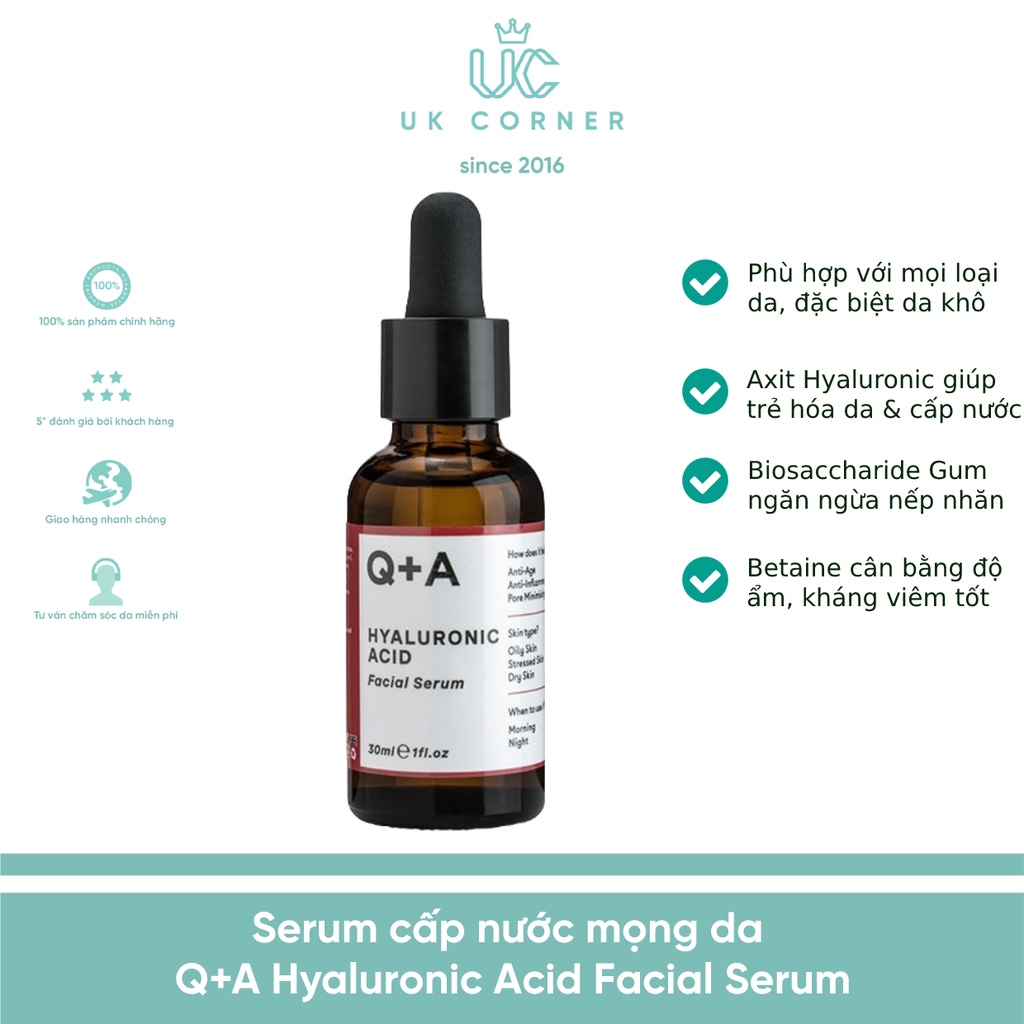 Serum cấp nước mọng da Q+A Hyaluronic Acid Facial Serum
