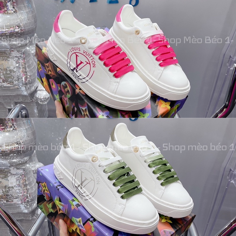 Giày thể thao spsl trắng hoạ tiết dây màu gót pha fullbox