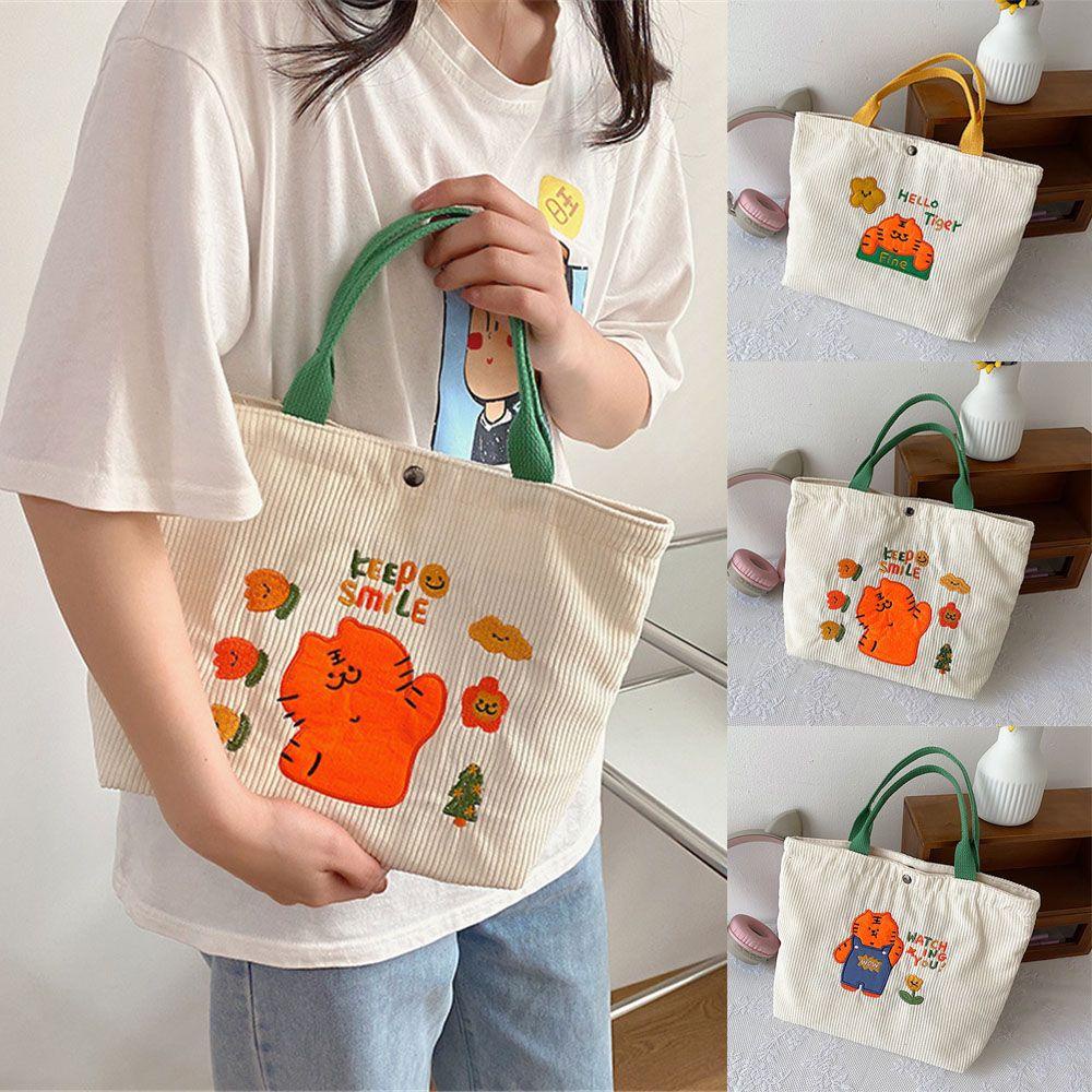 Túi Xách Đeo Vai Vải Nhung Thêu Họa Tiết Dễ Thương