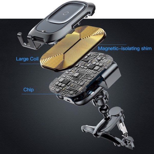 Giá đỡ điện thoại Baseus cảm biến hồng ngoại kẹp mở tự động kiêm sạc không dây trên ô tô | BigBuy360 - bigbuy360.vn