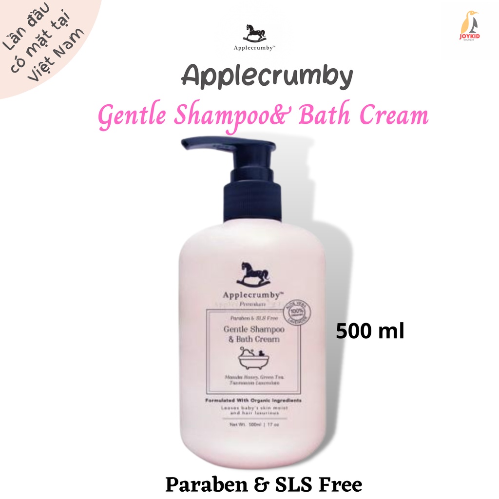 Sữa tắm gội Applecrumby Gentle Shampoo&amp; Bath Cream hữu cơ cho bé 250ml/500ml