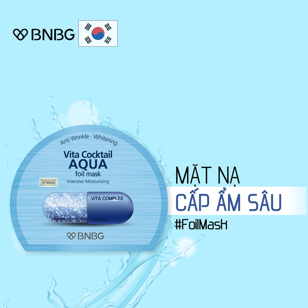 Mặt nạ BNBG Vita Cocktail - AQUA Foil Mask 30ml - Cấp ẩm sâu, làm mềm da
