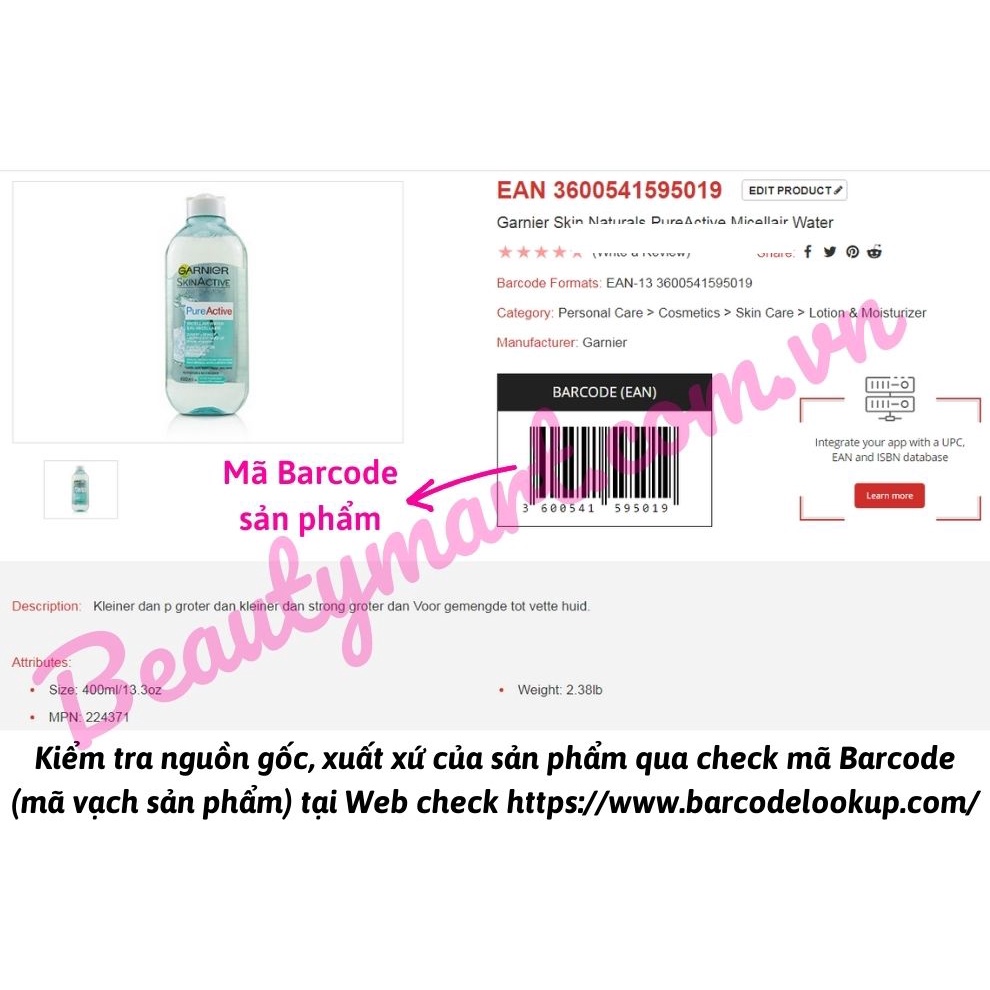 [Freeship + tặng quà] ❤️ Nước tẩy trang Garnier xanh Pure Active Micellar Cleansing Water cho da dầu mụn chính hãng Pháp