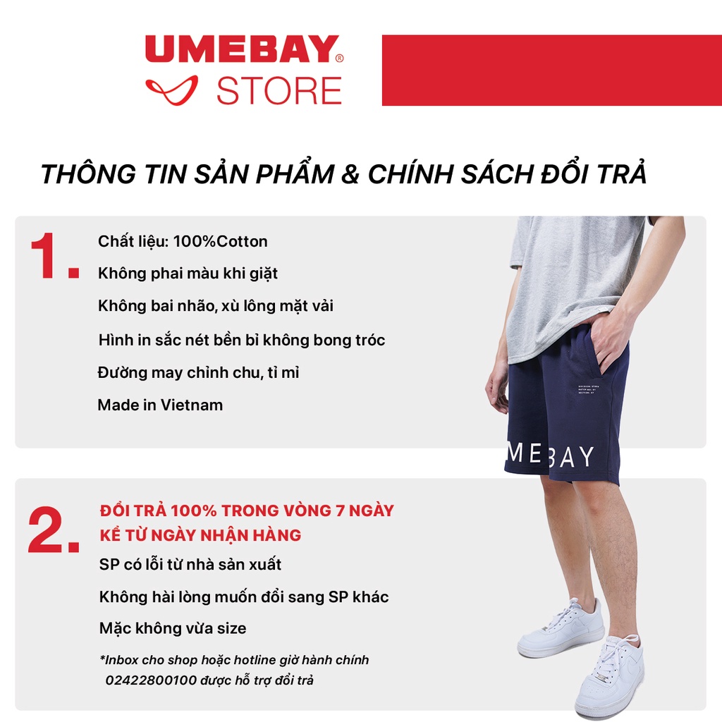 Quần short đùi nam nữ unisex in Umebay, sooc thun thể thao oversize Hàn Quốc Ulzzang UMS56