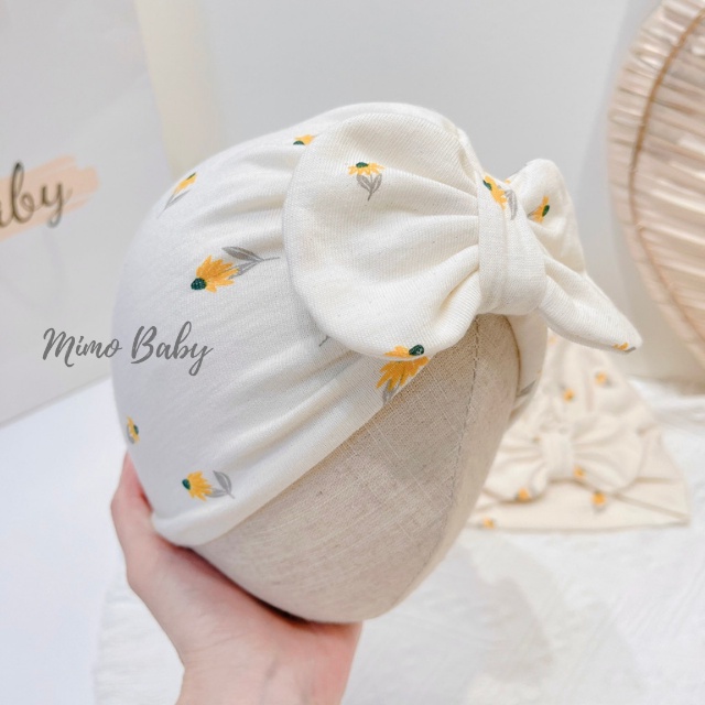 Mũ nón turban họa tiết hoa vàng dễ thương cho bé MTB90 Mimo Baby