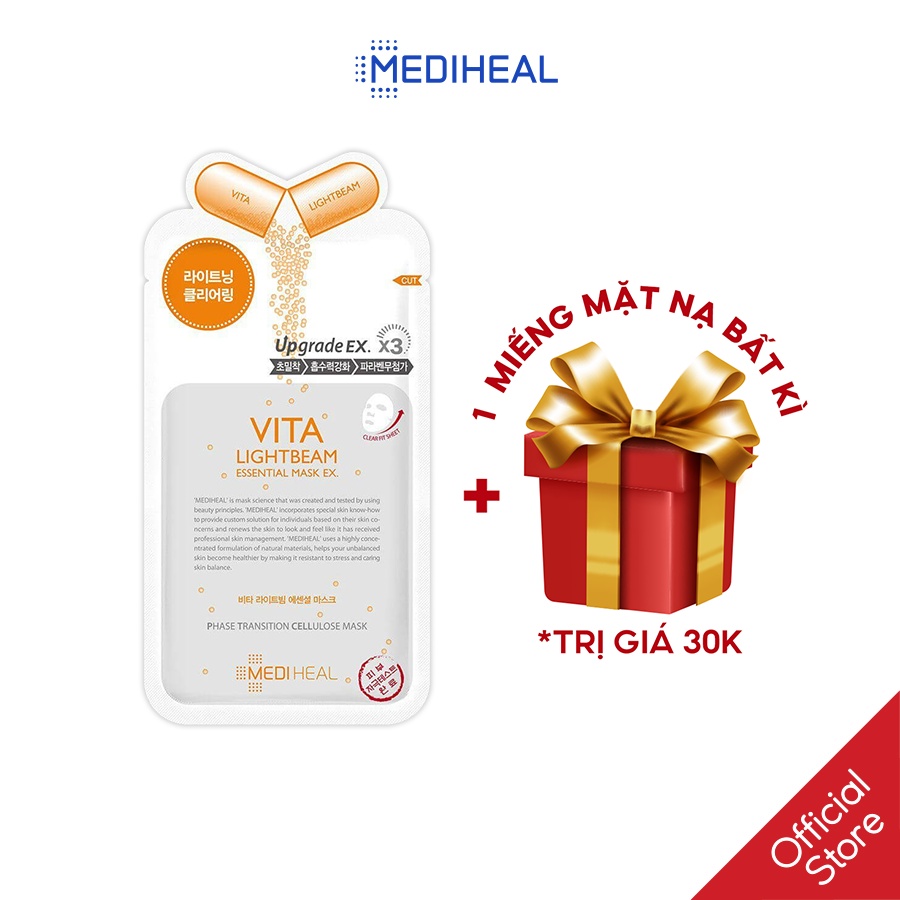 [Nhập mã COSMH22 giảm 8%] Mặt Nạ Giúp Làm Trắng Sáng Da Mediheal Vita Lightbeam Essential Mask Ex 24ml [K4]