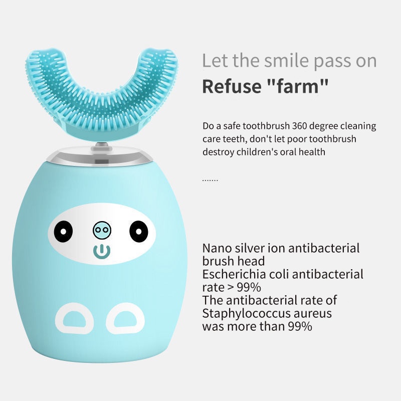 Bàn chải đánh răng điện hình chữ U chất liệu silicon cho bé