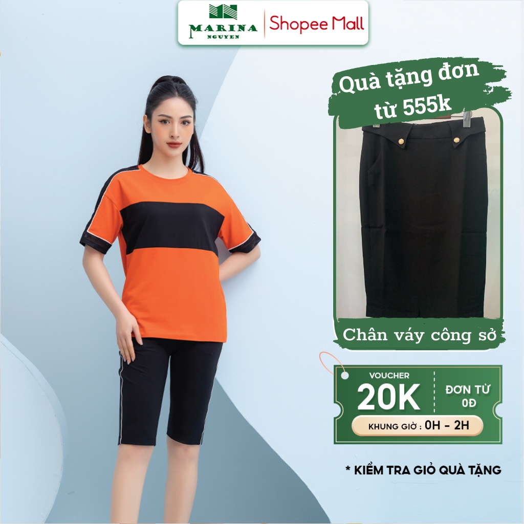 Đồ Bộ Mặc Nhà Nữ Tay Lỡ MARINA NGUYỄN Chất Vải Cotton Cao Cấp Nhập Khẩu, Kiểu Dáng Trẻ Trung, Nổi Bật 422007
