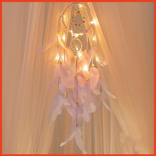[SALE SỐC] Dreamcatcher Đính Lông Vũ Trang Trí  TẶNG đèn Led phát sáng