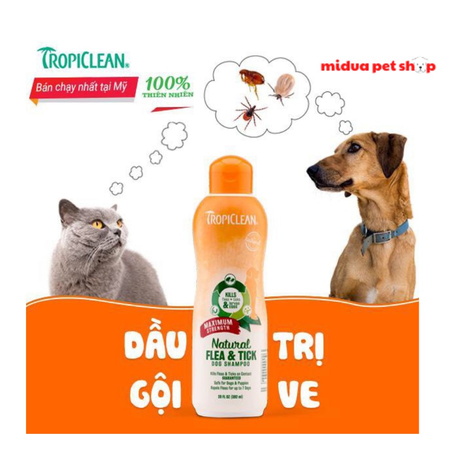 Dầu gội trị ve &amp; bọ chét Tropiclean