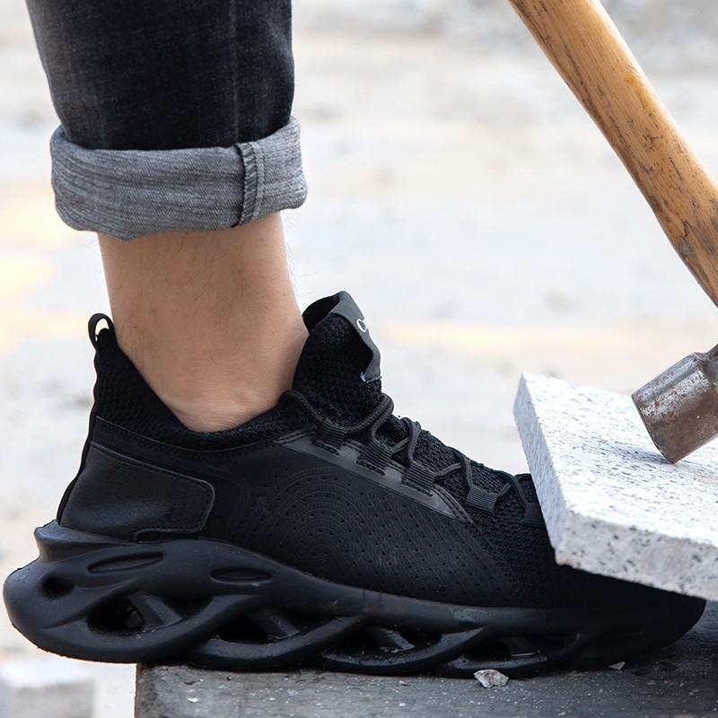 AAA+ giày bảo hộ lao động siêu nhẹ đế sắt mũi thép （Size39-46） Men's safety shoes work boots