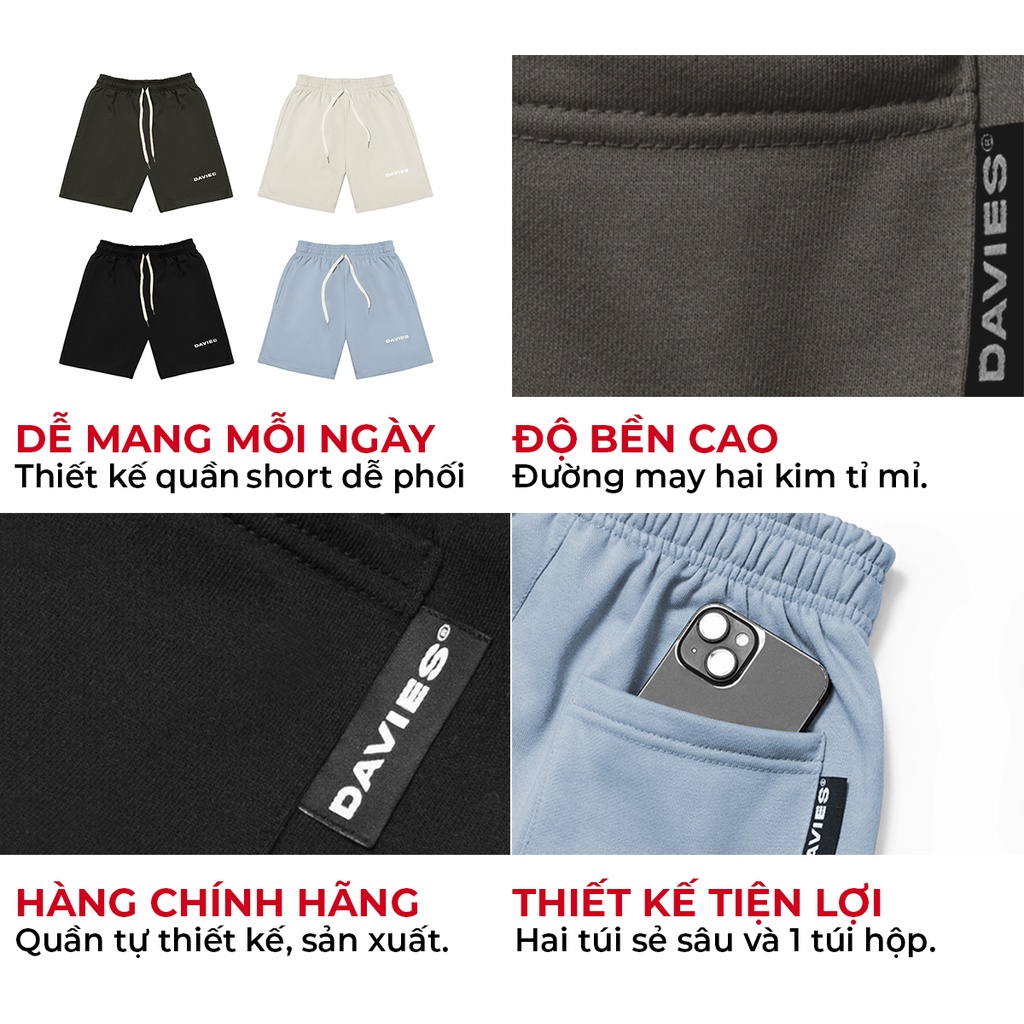 Quần short nam nữ form rộng lưng thun nỉ nhiều màu local brand DAVIES| D25-Q2