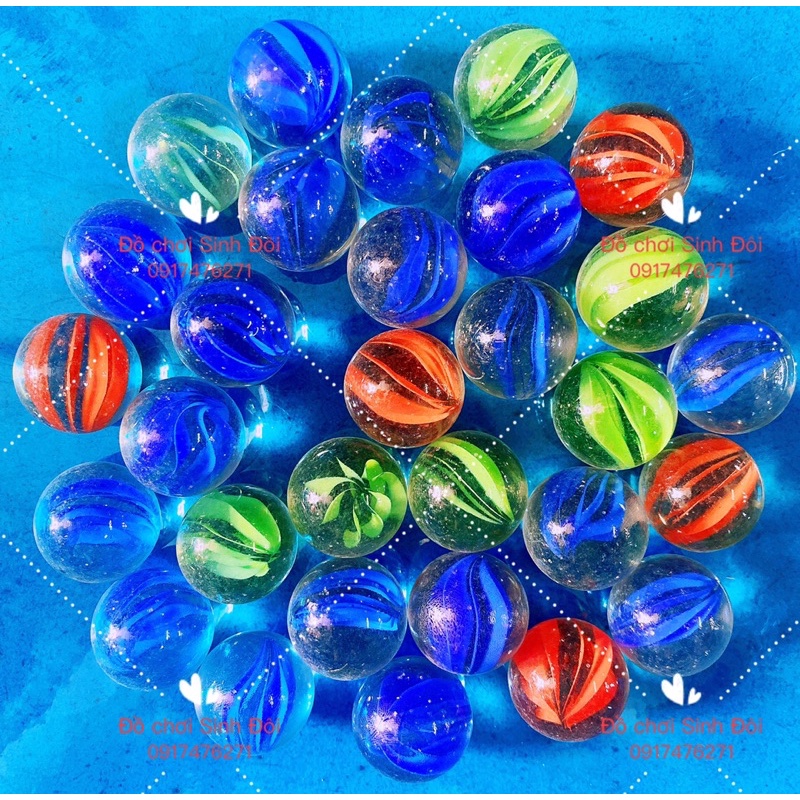 Bi thủy tinh khía 7 màu lớn 23mm - 30 viên