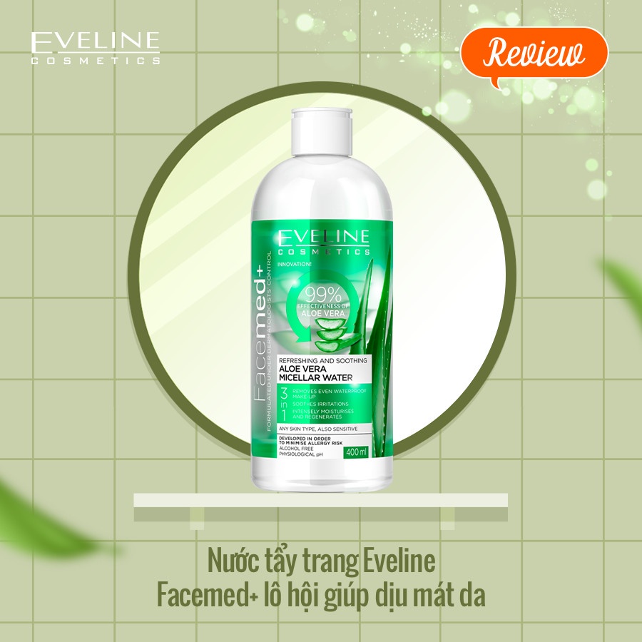 Nước tẩy trang Eveline Facemed+ Micellar 3 in 1 tẩy sạch cho mặt-mắt-môi, giữ ẩm cho da