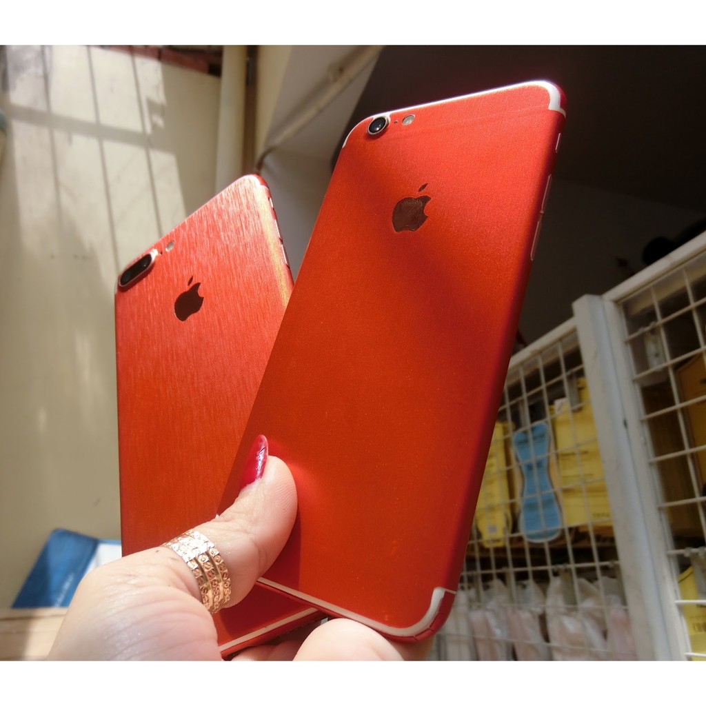 Dán decal nhôm xước iPhone 7 7 Plus Đỏ (Red)