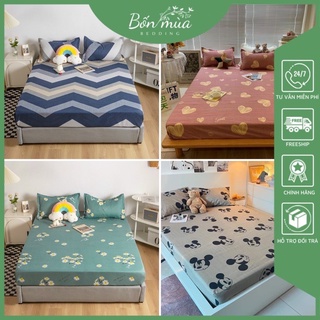 Ga trải giường, ga giường, drap giường 3 món, ga giường kèm vỏ gối cotton poly【RẺ BỀN ĐẸP】 - BỐN MÙA BEDDING - PL001