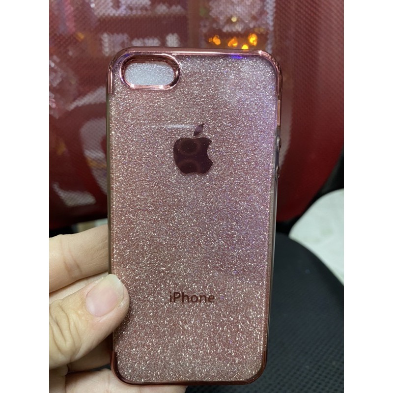 Ốp iPhone 5G/5S dẻo trong viền xi màu lót kim tuyến