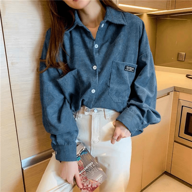 áo khoác nữ phong cách sơ mi chất liệu nhung tăm cao cấp có bốn màu