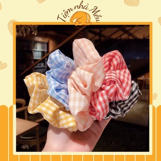 Scrunchies, dây buộc tóc vải kẻ xinh