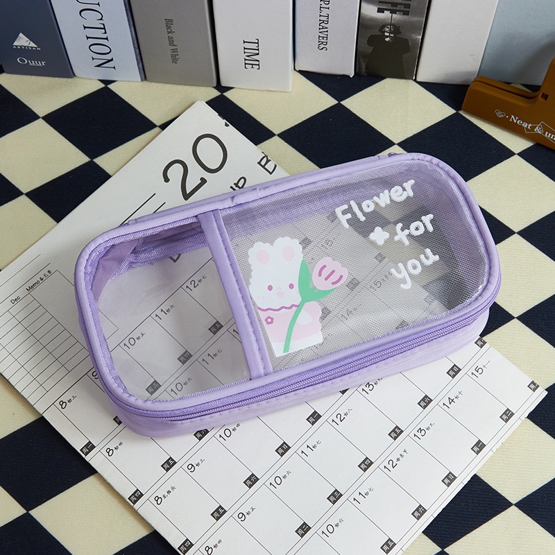 Túi Lưới Đựng Bút Trong Suốt Sức Chứa Lớn Dễ Thương Cho Học Sinh Tiểu Học