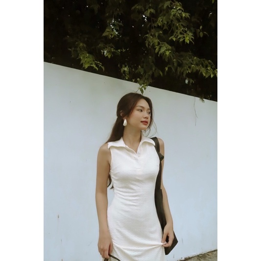 Đầm thun cổ sơ mi thiết kế cao cấp LUCETFASHION Glam Dress