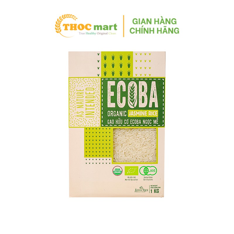 Gạo trắng Ngọc Mễ Ecoba / gạo hữu cơ cao cấp hộp 1kg