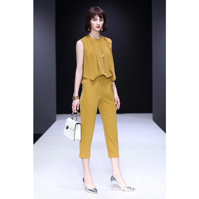 Sét bộ cổ nhún SEFA áo cách điệu kết hợp quần xếp ly thời trang đi làm, dạo phố SFS0015