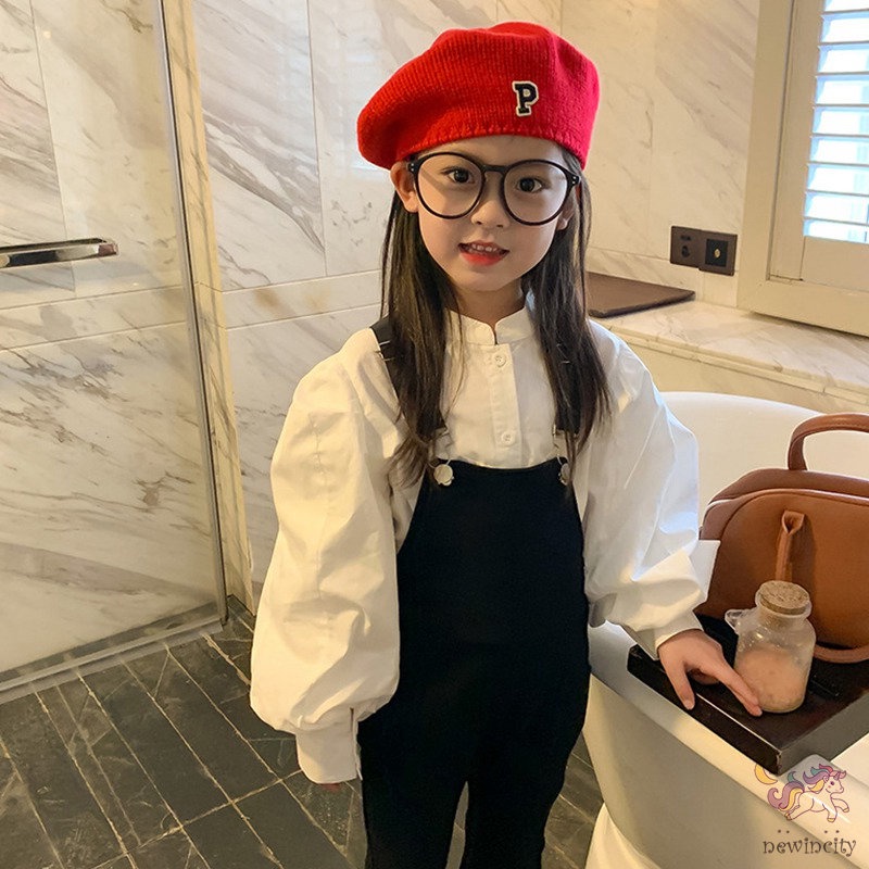 Áo Sơ Mi Dài Tay Phong Cách Retro Hàn Quốc Cho Bé Gái