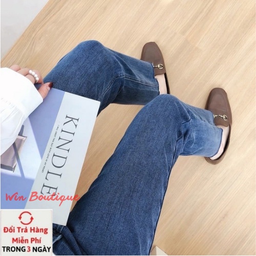 Quần jeans ống đứng cắt gấu chất liệu bò co dãn sẵn 3 màu